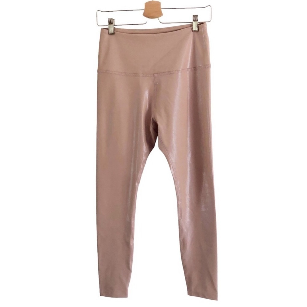 Beyond Yoga Pearlized High Waisted Shine Leggings Pink Large Made USA - Picture 12 of 12